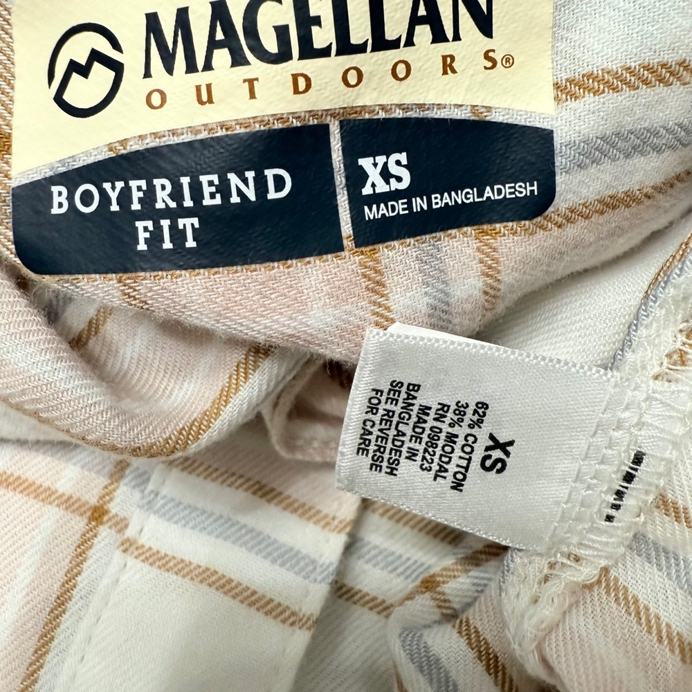 Magellan Outdoors Tan and White Boyfriend Fit Shirt ( soft) - Picture 5 of 5